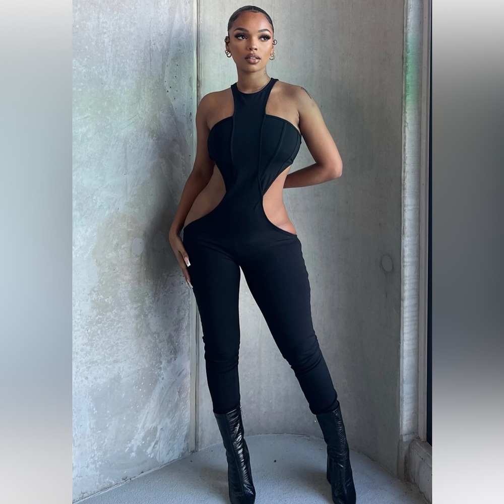 Black jumpsuit with cut outs